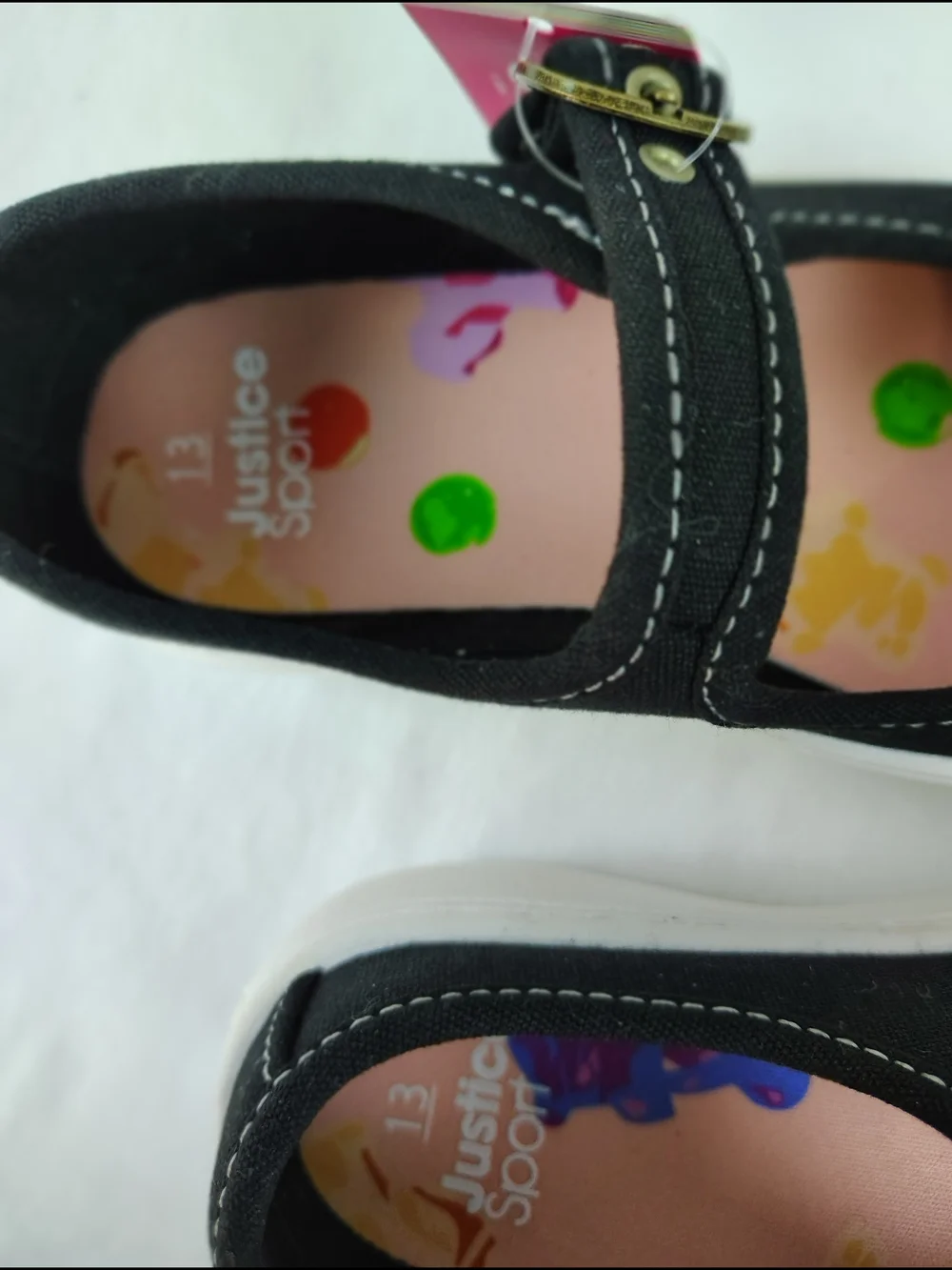 Child's Justice Black Mary Jane Sneakers with White Soles Size 13